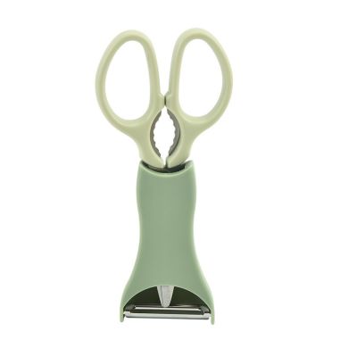 Set foarfeca pentru bucatarie Flippy, curatator legume tip suport, multifunctional, spargator nuci, material ABS si otel inoxida