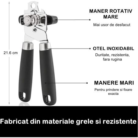 Desfacator de conserve multifunctional Flippy, Otel inoxidabil, Maner antialunecare, ergonomic, rezistent la rugina, usor de uti
