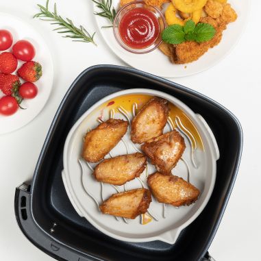 Set 2 tavi din silicon ecologic pentru air fryer Flippy, temperatura maxima 230 grade, reutilizabile, reciclabile, cu manere ant