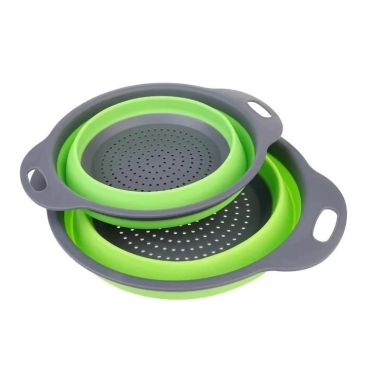 Set 2 strecuratori pliabile din silicon alimentar Flippy, cu manere, fund antiaderent si antialunecare, rotunda, doua dimensiuni