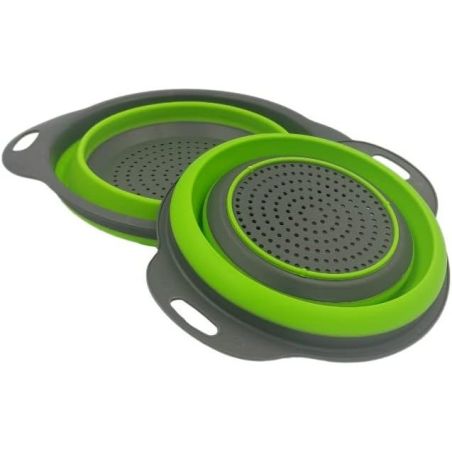 Set 2 strecuratori pliabile din silicon alimentar Flippy, cu manere, fund antiaderent si antialunecare, rotunda, doua dimensiuni