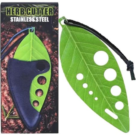 Tocator manual pentru ierburi Flippy, instrument de curatat frunze, tocator, margini ascutie, 9 gauri de diferite dimensiuni, mu