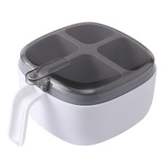 Recipient pentru condimente Flippy, 4 casute, potrivit pentru sare, cimbru, piper, condimente, 4 lingurite din plastic, capac di