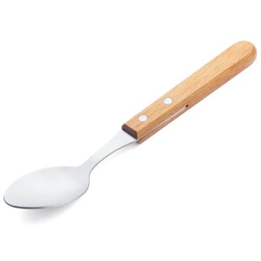Set 4 tacamuri pentru masa Flippy, otel 304, lingura, lingurita desert, cutit, furculita, maner din lemn de fag, 20 x 4 x 2 cm, 