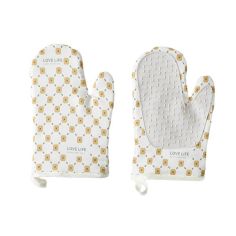 Set 2 manusi cuptor Flippy, manusa de bucatarie,  rezistenta 330 grade, textil si cauciuc, 26.5x18 cm, alb