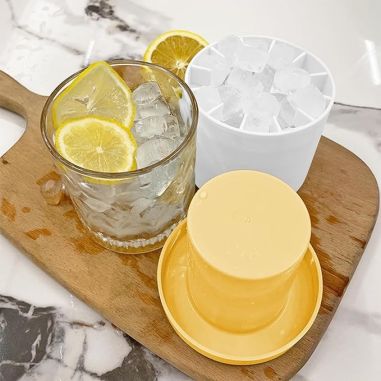 Tava de Gheata din Silicon cu Capac, Flippy, Forma de Gheata pentru Racirea Bauturilor, in Forma de Pahar, Silicon fara BPA, Cub