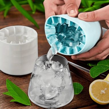 Tava de Gheata din Silicon cu Capac, Flippy, Forma de Gheata pentru Racirea Bauturilor, in Forma de Frapiera, Silicon fara BPA, 