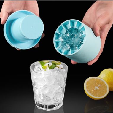 Tava de Gheata din Silicon cu Capac, Flippy, Forma de Gheata pentru Racirea Bauturilor, in Forma de Frapiera, Silicon fara BPA, 