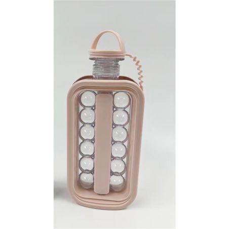 Forma pentru Gheata 2 in 1 Portabila, Flippy, sub Forma de Sticla, Sfere, Diametru 3 cm, Multifunctional, 17 Bilute, 27.5 x 11.4