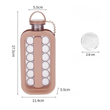 Forma pentru Gheata 2 in 1 Portabila, Flippy, sub Forma de Sticla, Sfere, Diametru 3 cm, Multifunctional, 17 Bilute, 27.5 x 11.4