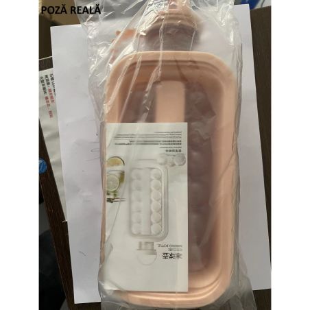 Forma pentru Gheata 2 in 1 Portabila, Flippy, sub Forma de Sticla, Sfere, Diametru 3 cm, Multifunctional, 17 Bilute, 27.5 x 11.4