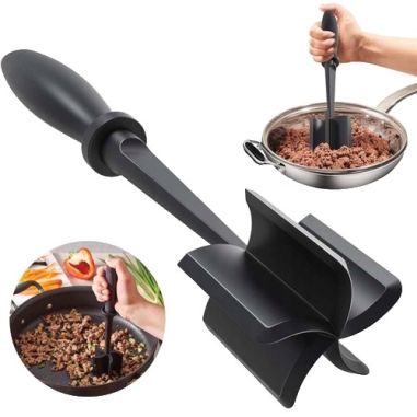 Tocator de Carne Manual, Flippy, cu Lama pentru Tocarea si Amestecarea Carnii, 28x6cm, cu 5 Lame Curbate, Rezistent la Caldura, 