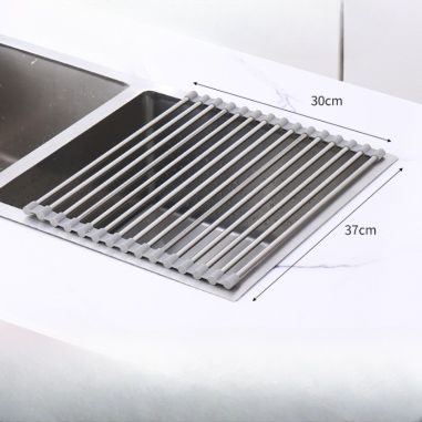 Covoras de Scurgere pentru Chiuveta Bucatarie, din Otel Inoxidabil, Suport Chiuveta, Pliabil, Antiderapant, Usor de Curatat si d