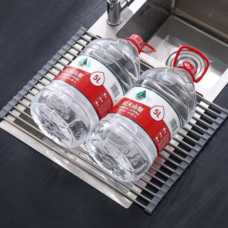 Covoras de Scurgere pentru Chiuveta Bucatarie, din Otel Inoxidabil, Suport Chiuveta, Pliabil, Antiderapant, Usor de Curatat si d