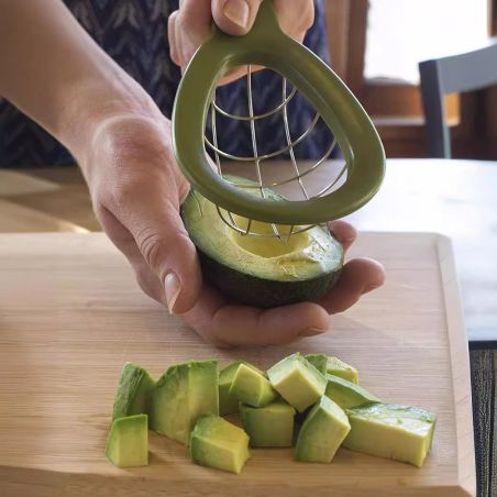 Feliator de Avocado, Flippy, pentru Taierea in Cubulete, Multifunctional, pentru Bucatarie, Otel Inoxidabil, ABS, 16x8x5 cm, Ver