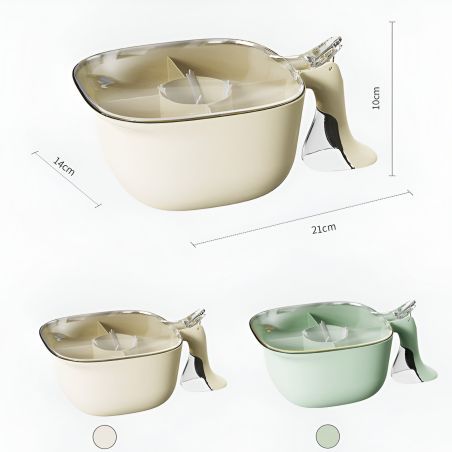Cutie de Depozitare a Condimentelor, Flippy, de Uz Casnic, cu Maner Stabil, cu Capac, 4 Compartimente Principale, 21 x 14 x 10 c