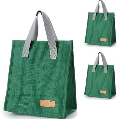Geanta Termoizolanta Tip Bento Bag Flippy, Camping Cooler, Aluminiu, 22.5x13x25,5 cm, 3.3 L, Verde