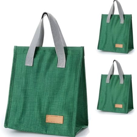 Geanta Termoizolanta Tip Bento Bag Flippy, Camping Cooler, Aluminiu, 22.5x13x25,5 cm, 3.3 L, Verde