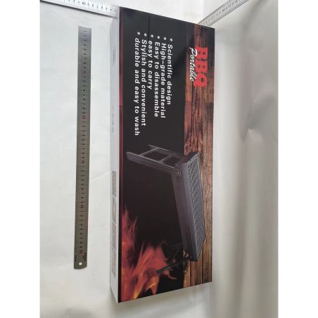 Gratar Portabil, Flippy, Confectionat din Metal, pentru Picnic, Gradina, Terasa, Camping, Dimensiuni Reduse, 60x22x23 cm, Negru