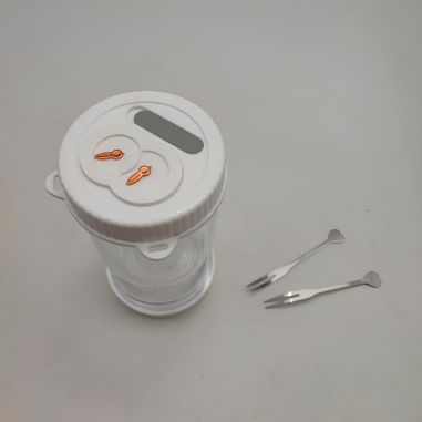 Borcan pentru Muraturi, Flippy, cu Separator pentru Lichide, Ermetic, Termorezistent, Tip Clepsidra, 2 Furculite Incluse, ABS, A