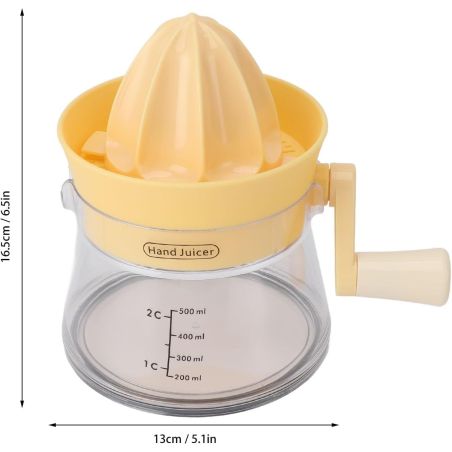 Storcator de Citrice Manual, Flippy, Rezistente, Usor de Folosit si Depozitat, Durabil, Calitativ, 16.5x13cm, Transparent/ Galbe
