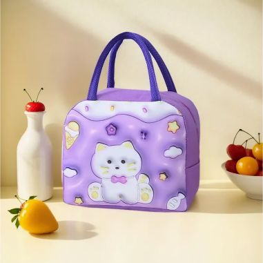 Geantă Frigorifică, Flippy, cu Desene Animate 3D, Portabilă pentru Copii, de Prânz, din Pânză Oxford, 23x13x19 cm, Model Pisicut