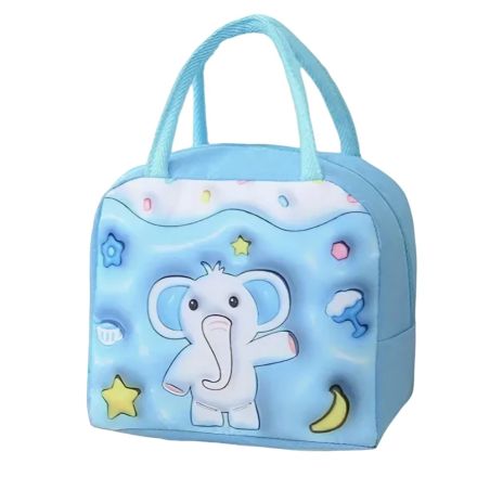 Geantă Frigorifică, Flippy, cu Desene Animate 3D, Portabilă pentru Copii, de Prânz, din Pânză Oxford, 23x13x19 cm, Model Elefant