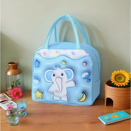 Geantă Frigorifică, Flippy, cu Desene Animate 3D, Portabilă pentru Copii, de Prânz, din Pânză Oxford, 23x13x19 cm, Model Elefant