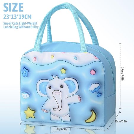 Geantă Frigorifică, Flippy, cu Desene Animate 3D, Portabilă pentru Copii, de Prânz, din Pânză Oxford, 23x13x19 cm, Model Elefant
