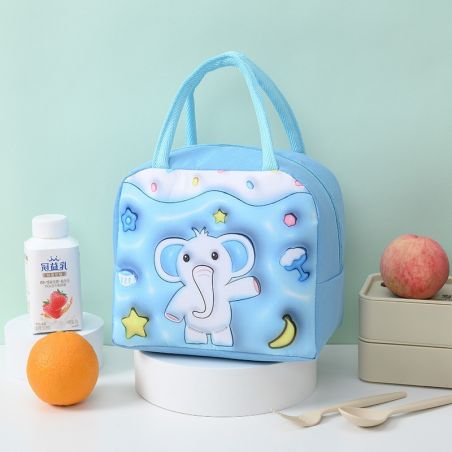 Geantă Frigorifică, Flippy, cu Desene Animate 3D, Portabilă pentru Copii, de Prânz, din Pânză Oxford, 23x13x19 cm, Model Elefant
