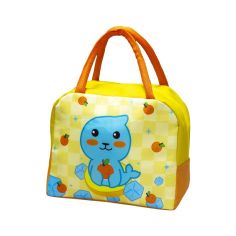 Geanta Termoizolanta pentru Copii, Flippy, 23x13x19 cm, Model Imprimeu Foca, din Folie de Aluminiu si Panza Oxford, Galben/Porto