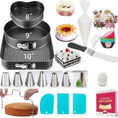 Set de 216 Piese de Copt pentru Prajituri, Flippy, 3 Tavi de Copt, Nivelator, Forme Cupcake, Pos pentru Ornat cu 7 Capete, Felia
