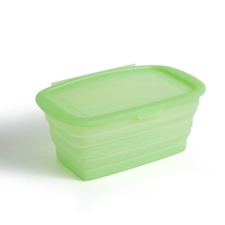 Caserola din Silicon, Flippy, Pliabila, 1L, 18.8 x 8 x 11.5 cm, Rezistenta Temperaturi Extreme, Verde