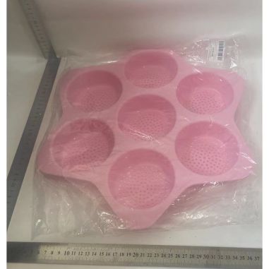Forme de Silicon pentru Copt, Flippy, 7 Forme Rotiunde, pentru Burgeri si Prajituri, 38.5 x 4 cm, Roz