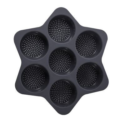 Forme de Silicon pentru Copt, Flippy, 7 Forme Rotiunde, pentru Burgeri si Prajituri, 38.5 x 4 cm, Negru