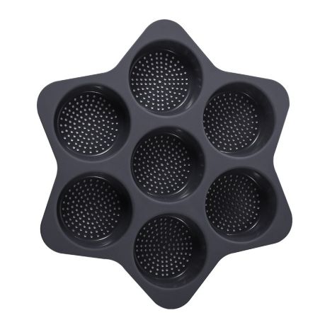 Forme de Silicon pentru Copt, Flippy, 7 Forme Rotiunde, pentru Burgeri si Prajituri, 38.5 x 4 cm, Negru