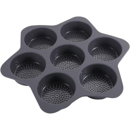 Forme de Silicon pentru Copt, Flippy, 7 Forme Rotiunde, pentru Burgeri si Prajituri, 38.5 x 4 cm, Negru