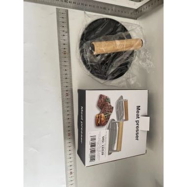 Presa Manuala pentru Carne, Flippy, din Aliaj de Aluminiu, Maner din Lemn, Presa pentru Burgeri, Usor de Curatat si Folosit, Rot