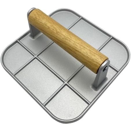 Presa Manuala pentru Carne, Flippy, din Aliaj de Aluminiu, Maner din Lemn, Presa pentru Burgeri, Usor de Curatat si Folosit, Pat