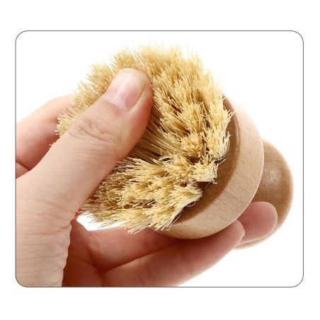 Perie de Curatat Vase si Alimente, Flippy, din Lemn de Bambus, 8 x 5 cm, Perie din Sisal, Maro