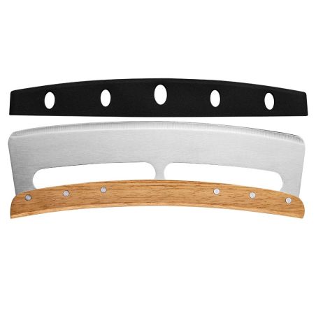 Taietor Feliator de Pizza, Flippy, din Otel Inoxidabil, cu Capac, Maner din Lemn, Antialunecare, Lama Neteda si Ascutita, 34x10 