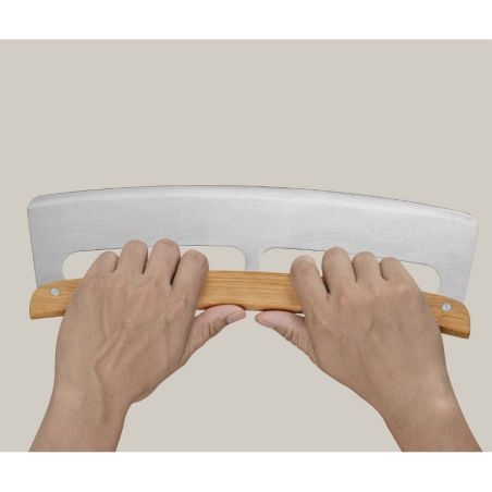 Taietor Feliator de Pizza, Flippy, din Otel Inoxidabil, cu Capac, Maner din Lemn, Antialunecare, Lama Neteda si Ascutita, 34x10 