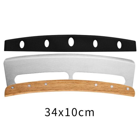 Taietor Feliator de Pizza, Flippy, din Otel Inoxidabil, cu Capac, Maner din Lemn, Antialunecare, Lama Neteda si Ascutita, 34x10 