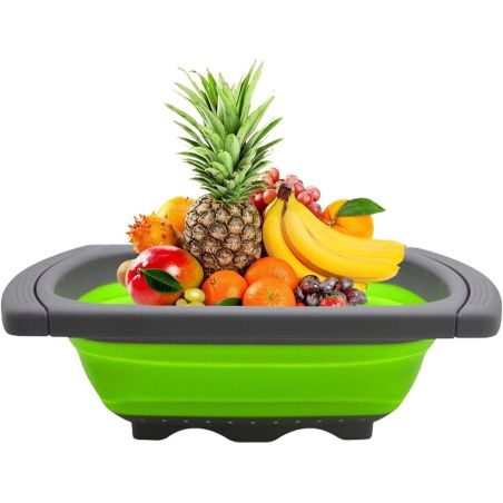 Cos de Scurgere Retractabil pentru Chiuveta, Flippy, cu Filtru, pentru Fructe si Legume, de Uz Casnic, 39x12 cm, Design Extensib