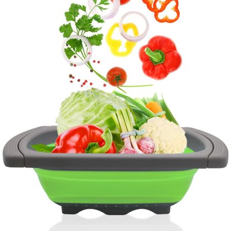 Cos de Scurgere Retractabil pentru Chiuveta, Flippy, cu Filtru, pentru Fructe si Legume, de Uz Casnic, 39x12 cm, Design Extensib