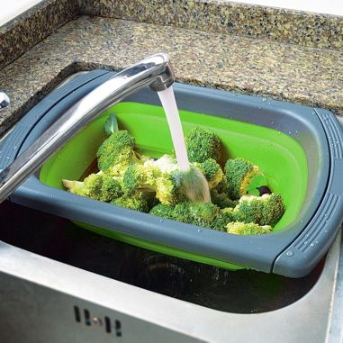Cos de Scurgere Retractabil pentru Chiuveta, Flippy, cu Filtru, pentru Fructe si Legume, de Uz Casnic, 39x12 cm, Design Extensib