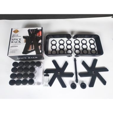 Suport Pentru Condimente Rotativ, Flippy, Multifunctional, Pivotant 360°, Portabil, Usor de Montat, 34x23 cm, ABS/Sticla, Negru