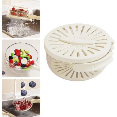 Strecuratoare 2 in 1 pentru Fructe si Legume, Flippy, Cos de Scurgere si Cutie de Depozitare, 15.5 x 8.3 cm, din PP, cu Maner si