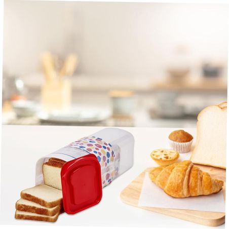 Cutie Depozitare Paine, Flippy, din Plastic, 34 x 13 cm, Pastreaza Prospetimea, Capac Rosu