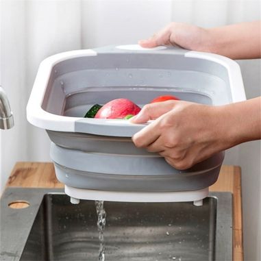 Tocator Multifunctional, Flippy, 2 in 1, cu Cos pentru Spalat si Scurgere Alimente, 480 g, Pliabila, Gri